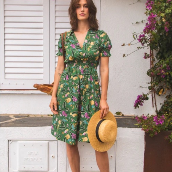 Aurora Midi Dress w/ Pockets in Delmare Tamga Designs Eco-Friendly Sustainable L - Picture 3 of 6